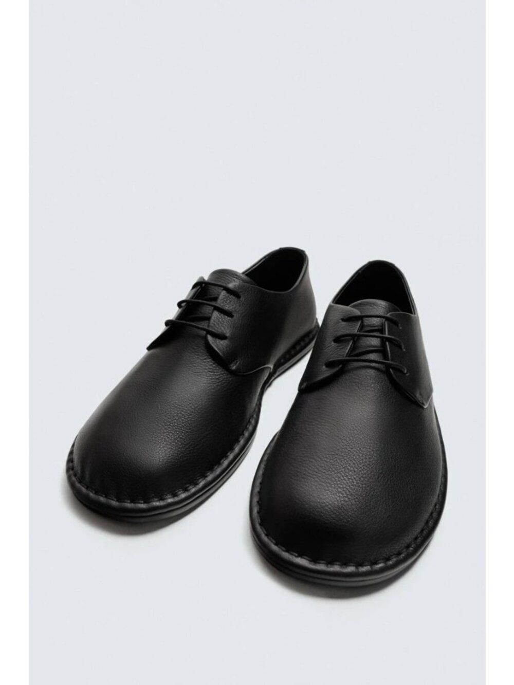 Zara Mens Leather Lace-up Derby Shoes EU 45 US 12 Black Thin Sole 2450/620 NWOB